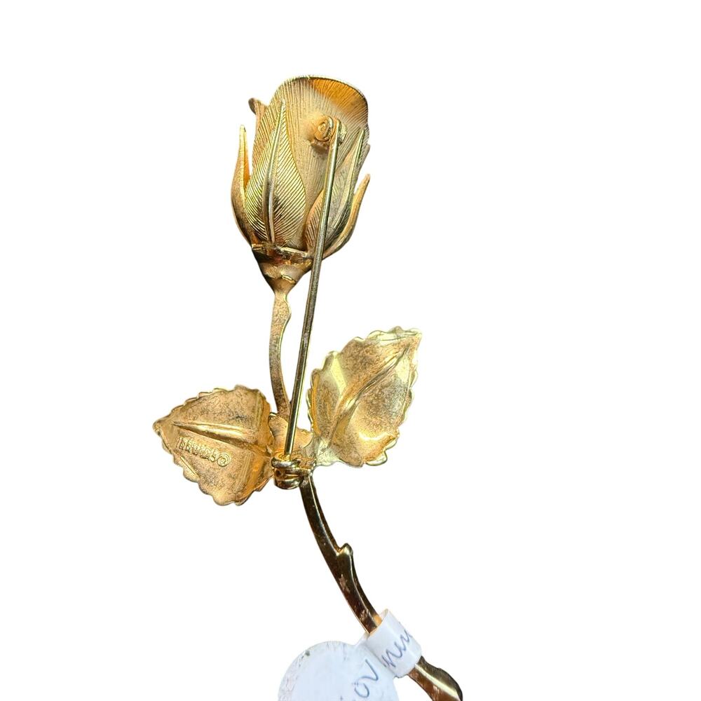 45. Giovanni Gold Rose Brooch - Picture 2 of 2